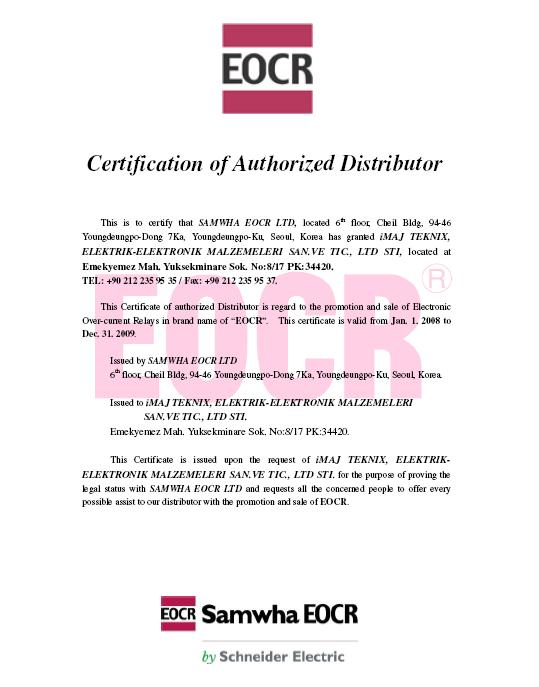 EOCR Schneider Türkiye Distribütörü